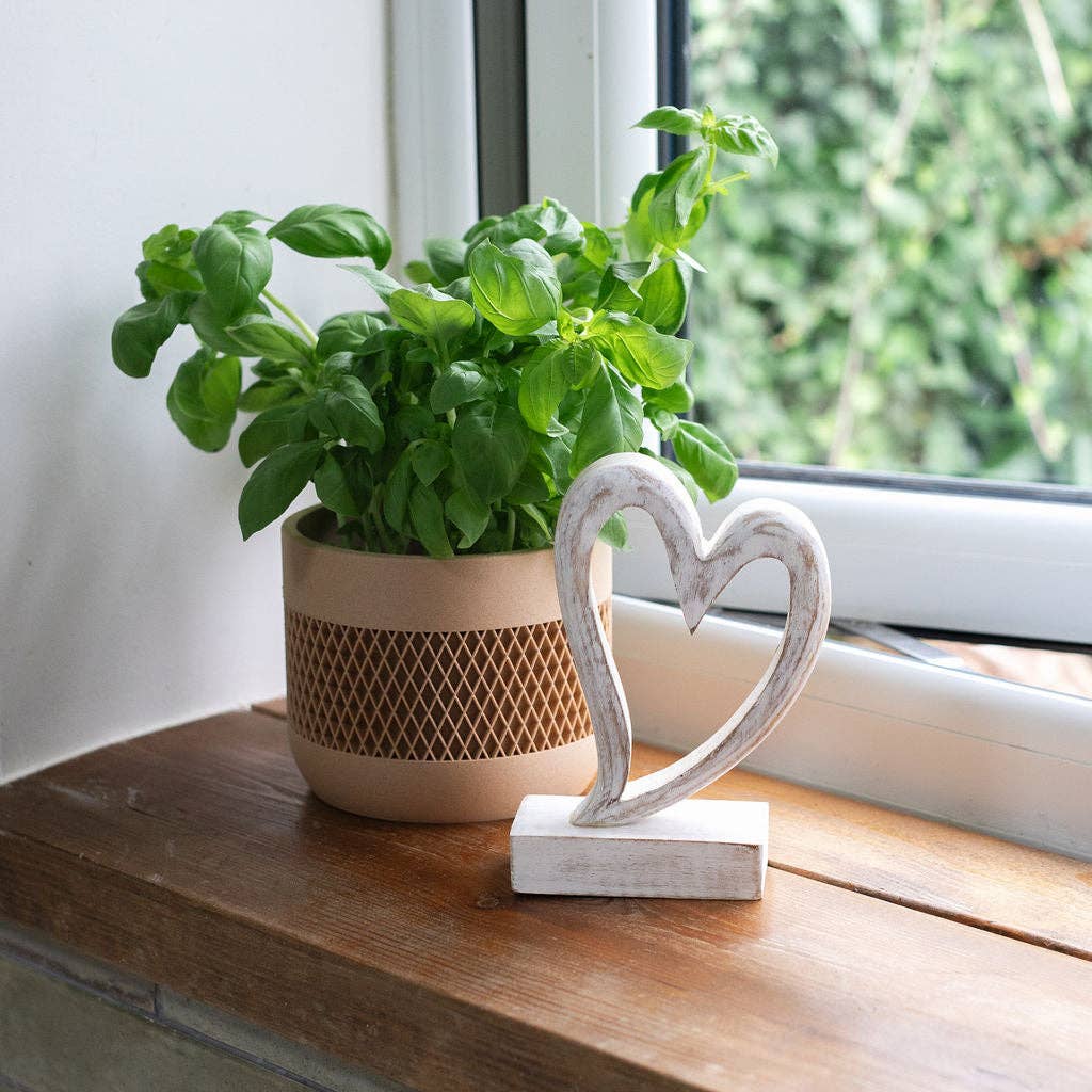Decorative White Wooden, Hand-carved Heart