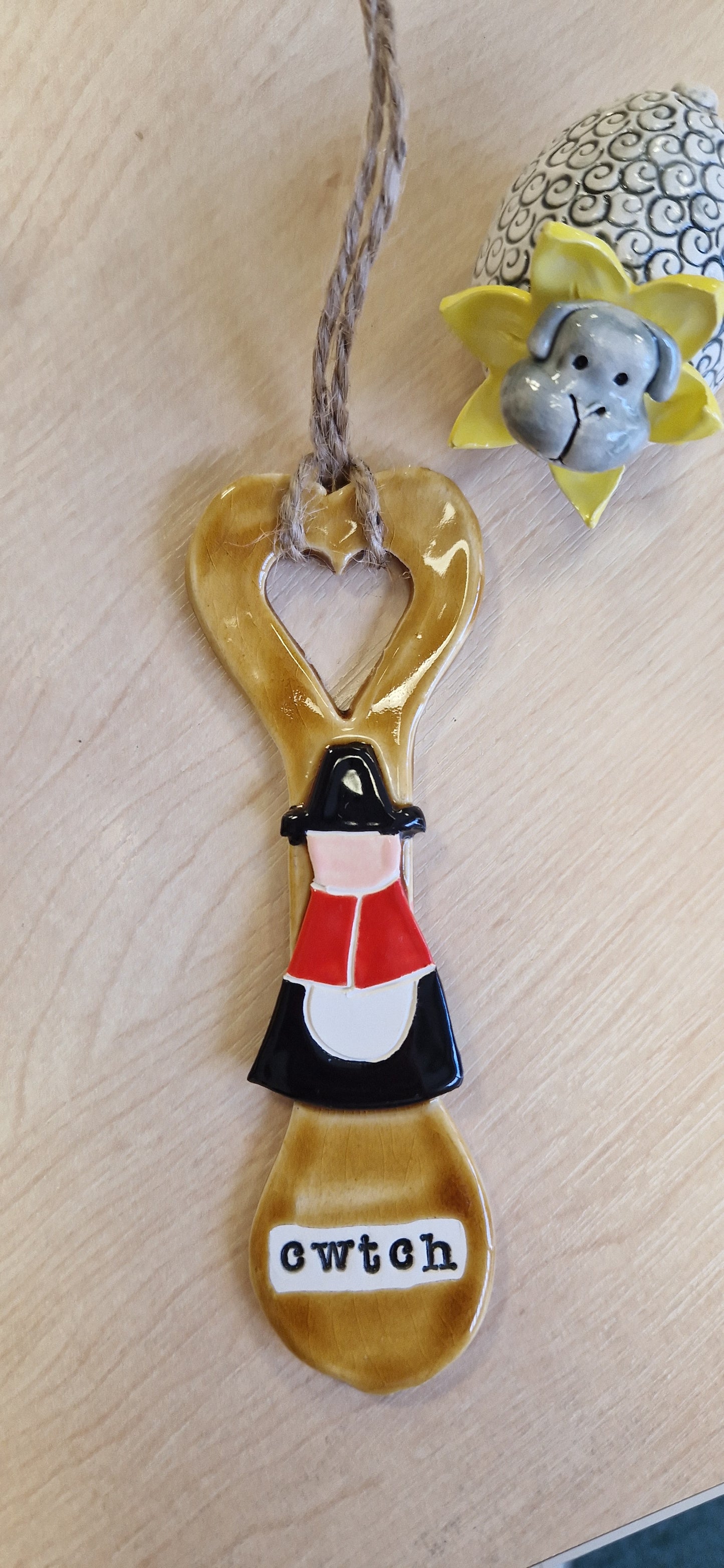 Ceramic Welsh Lady "Cwtch" Spoon