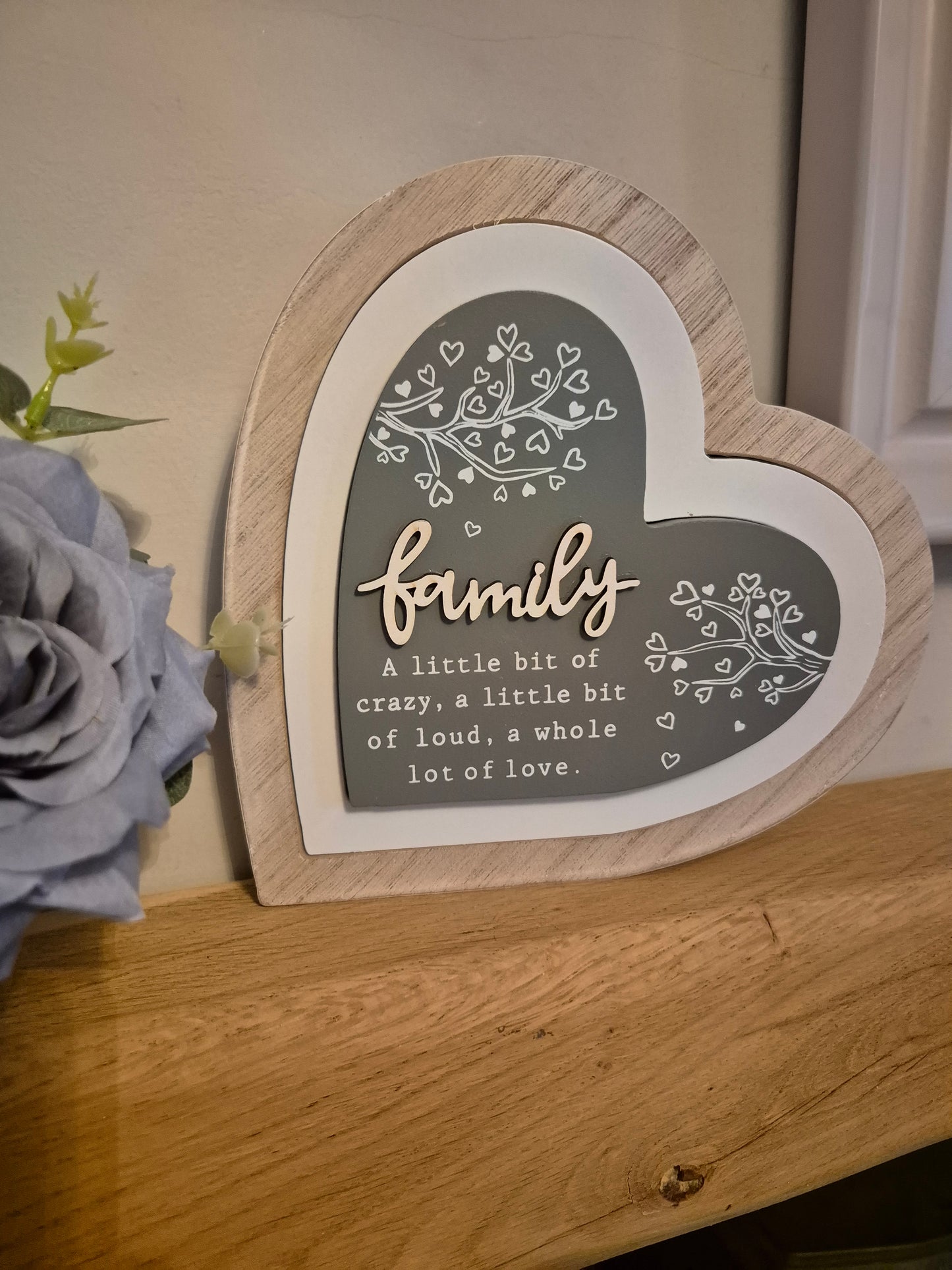Wooden FAMILY Heart Plaque