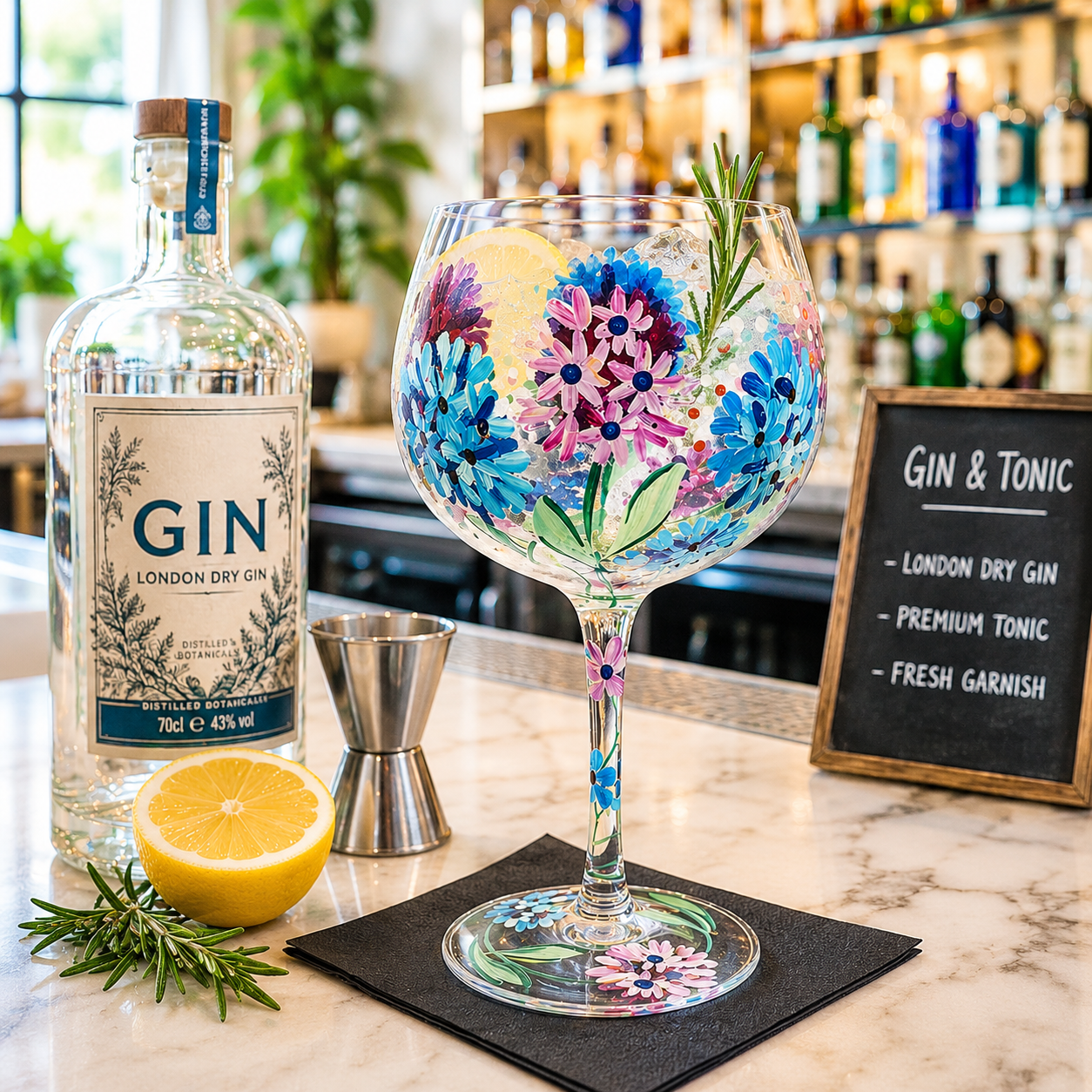 Hydrangea Flower Gin Glass