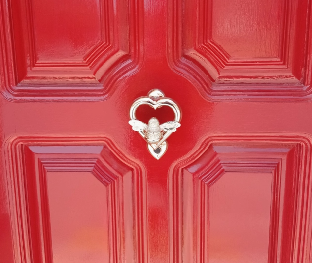 Brass Bee Heart Door Knocker - Nickel Finish