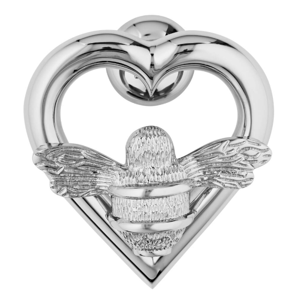 Brass Bee Heart Door Knocker - Nickel Finish