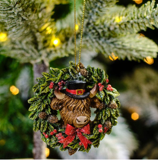 Highland Cow hanging wreath hanger