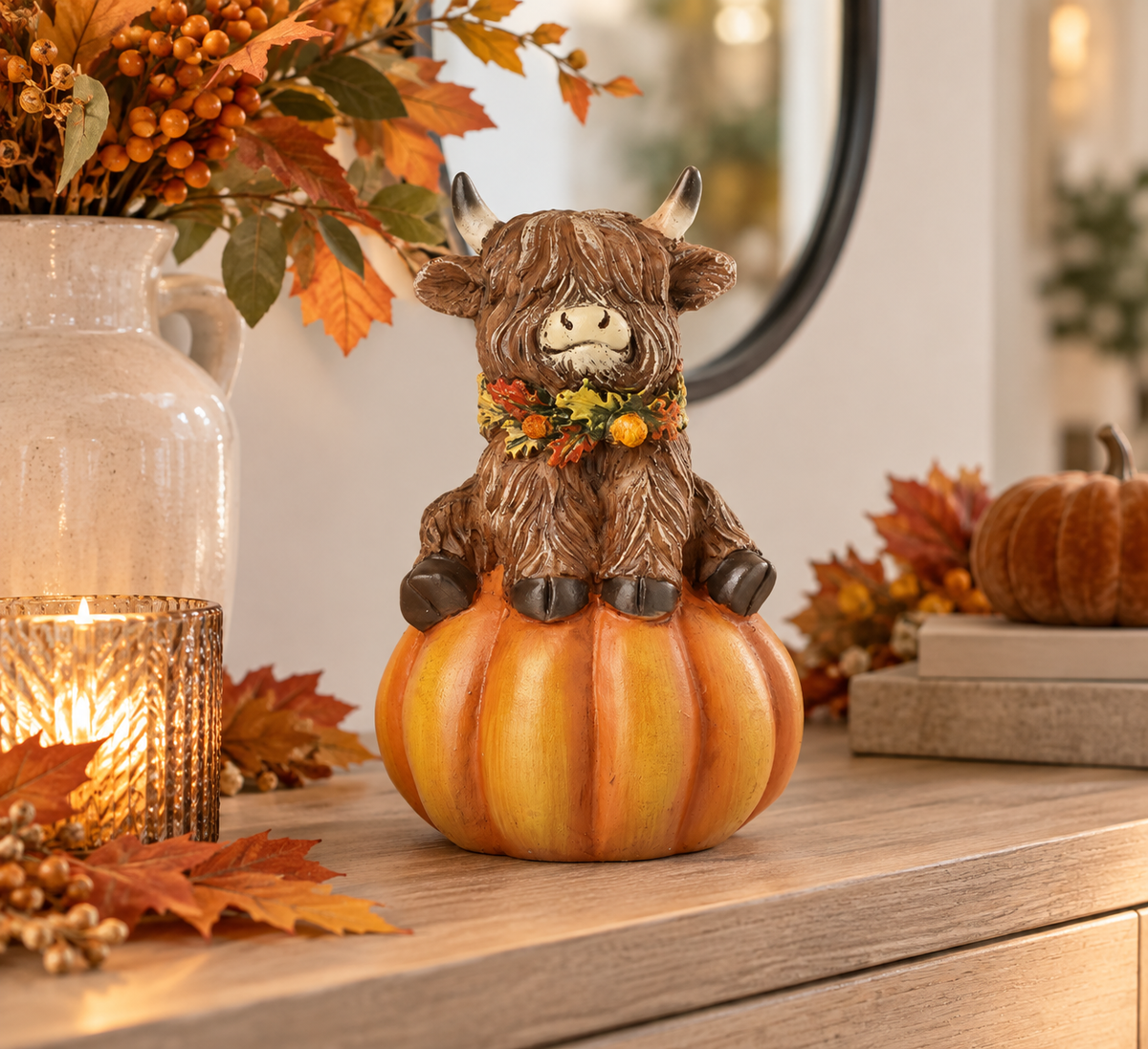 Highland Cow on Pumpkin