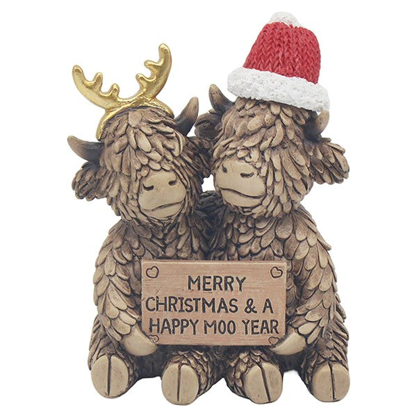 Highland Cow, Merry Christmas Figure