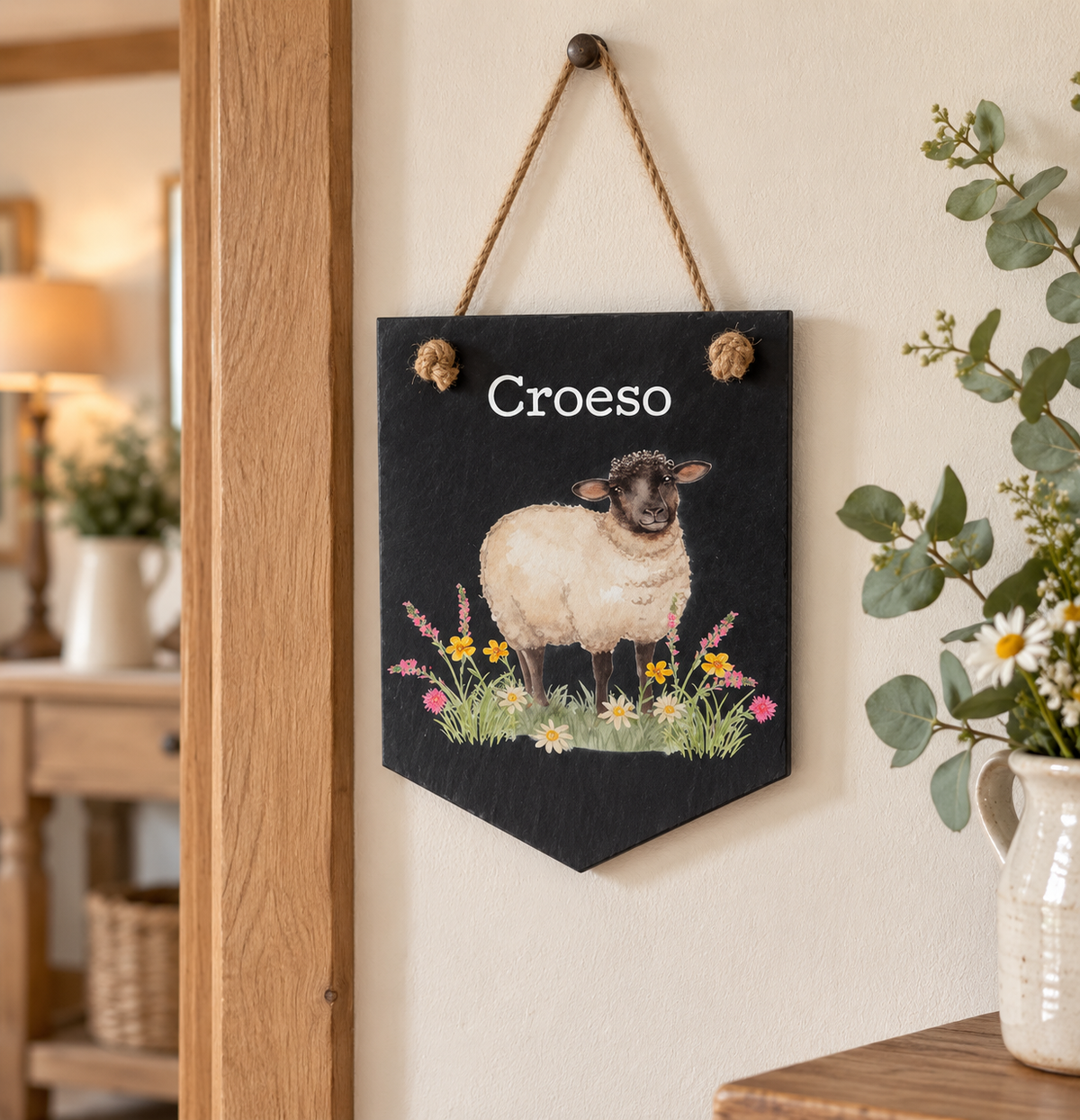 "Croeso" Slate Hanger