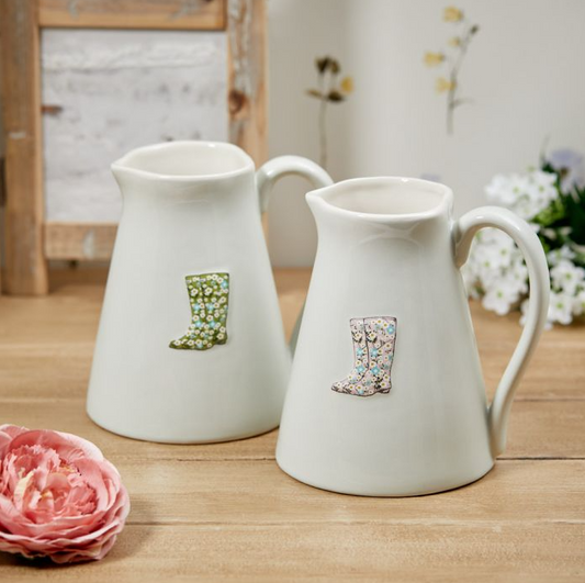 Floral Welly Boot Jug, 2 colours