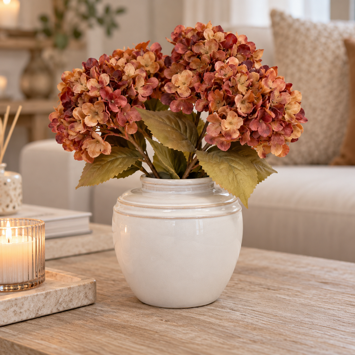 Rustic Ceramic Double Line Vase, 17cm