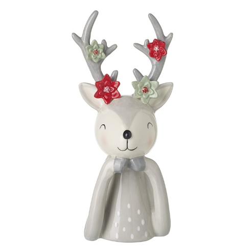 Ceramic Grey Flowered Antler, Annie