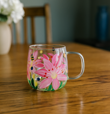 Lilies Glass Cup