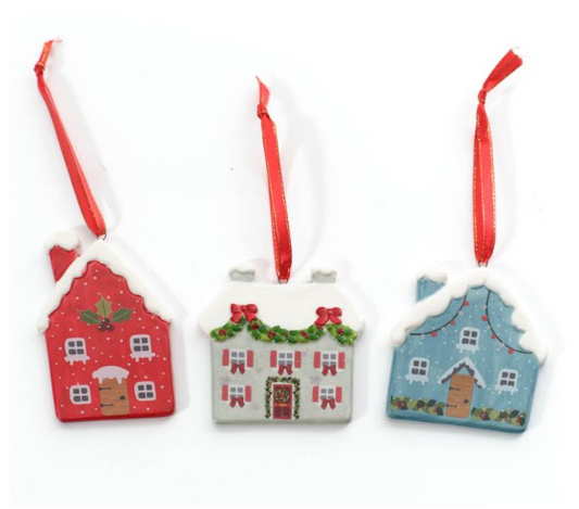 Ceramic Christmas House Hanger, 3 designs