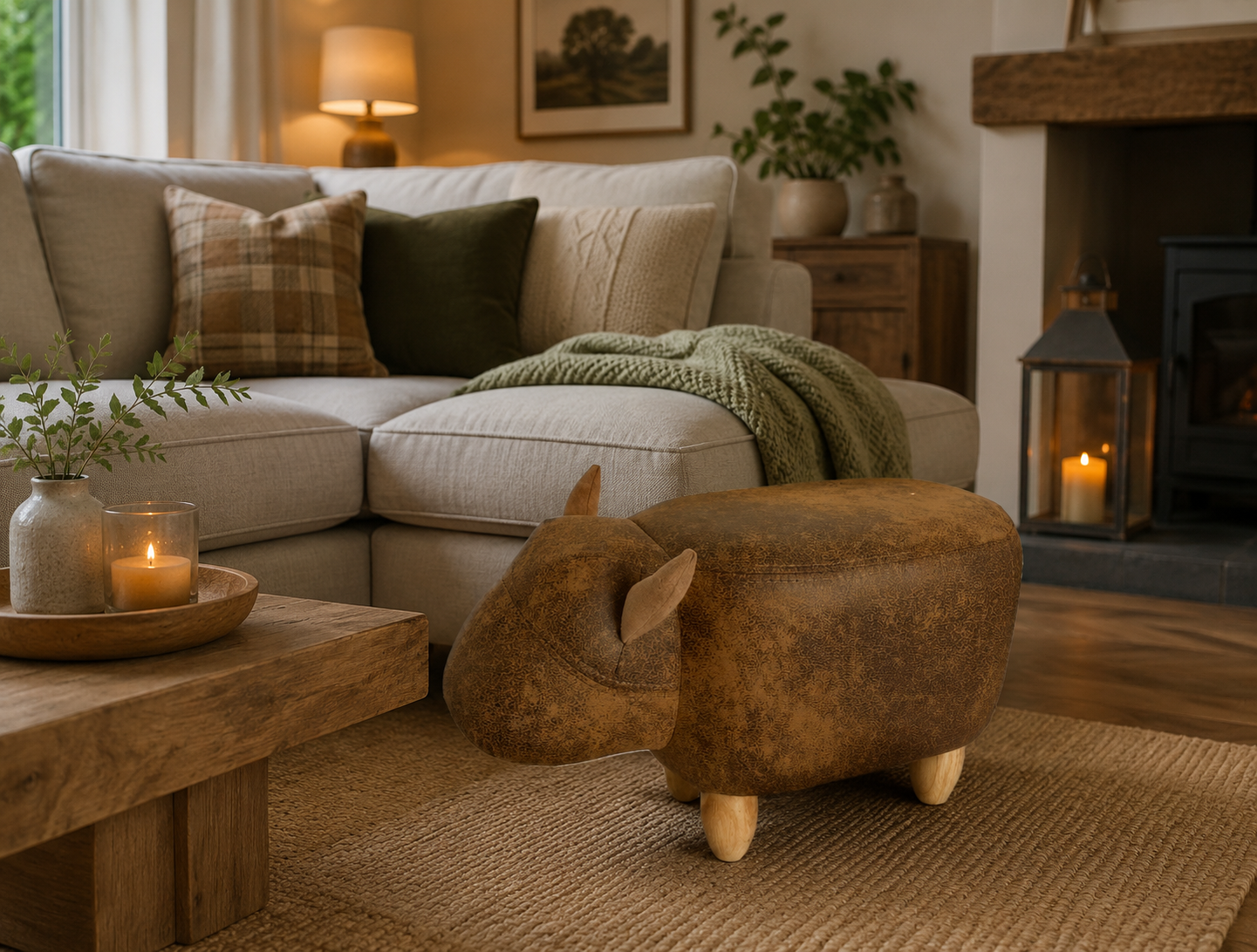 Cowie the Small Brown Cow Footstool