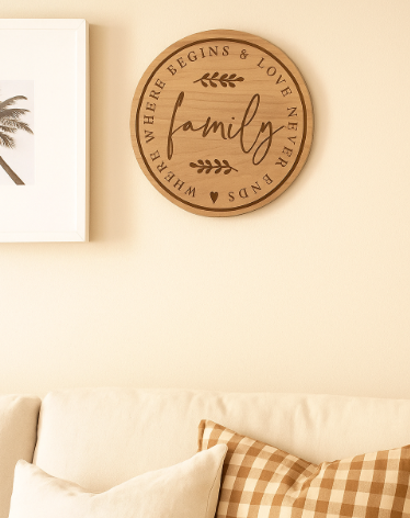 Wooden Family Round Plaque