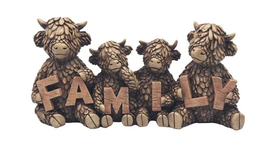 Family, Hughie highland cows