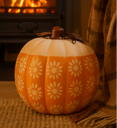 Flower Print Ceramic Pumpkin