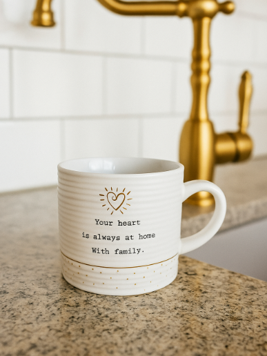 Gold Worded Heart Cup