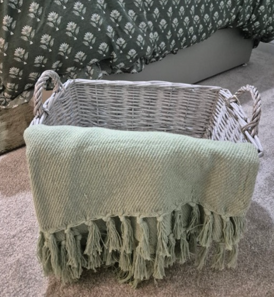 Grey Wicker Storage Basket