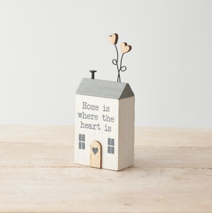 Grey Wooden House Block,. 14cm