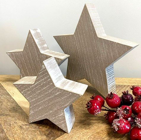 Grey Wood Standing Star, 3 sizes
