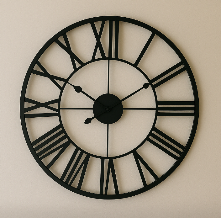 Metal Roman Numeral Clock, 47cm