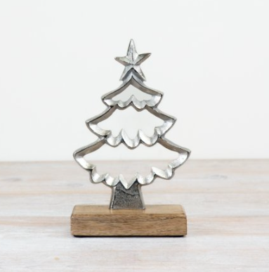 Silver Tree on wooden block