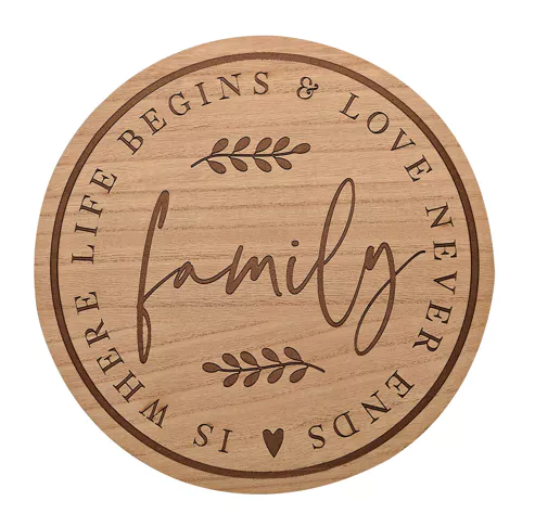 Wooden Family Round Plaque