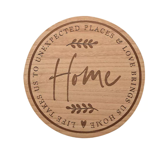 Home, Round Wooden Plaque