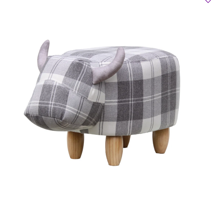Oscar, Grey Highland Cow Stool