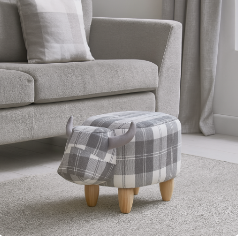 Oscar, Grey Highland Cow Stool