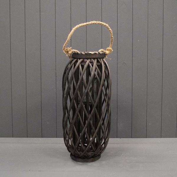 50cm Black Wicker Lantern