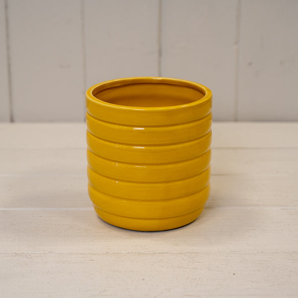Mustard Beehive Ceramic Pot H10.7cm x D10cm