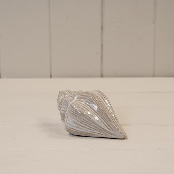 Glazed Ceramic Shell Ornament with Textured Detail L10.6xW6.5xH5cm
