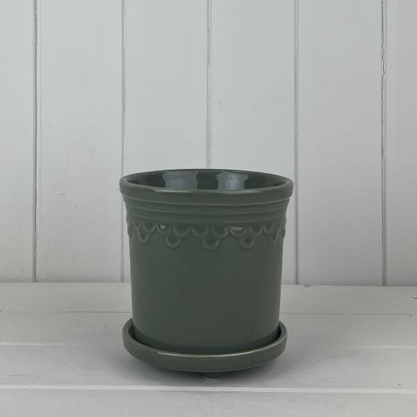 Sage Saucer Pot D13cm H11.5cm Weight-558g