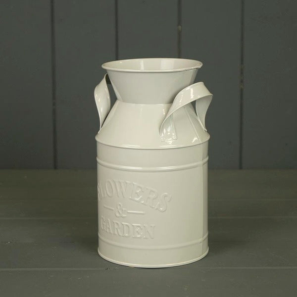 Grey Flowers and Garden zinc milk churn TD9.5cm BD11cm H18cm with PVC Liner