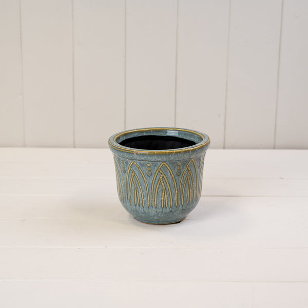 Blue Ceramic Pot TD(ext)12.5/ (int)10.5 x BD12.5 x H10cm