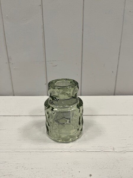 Large Vintage Green Textured Candle Holder 6cm x 6cm x 8.3