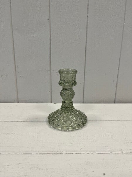 Vintage Green Glass Candle Holde 7.7cm x 7.7cm x 10.2cm