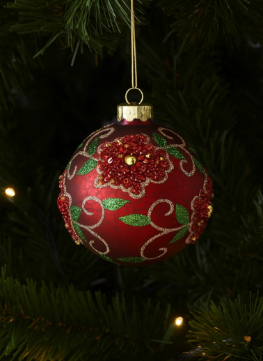 Red Sequin Bauble, 8cm