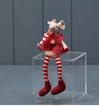 Red sitting dangly leg mouse