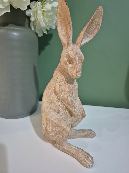Sitting Hare, Wood Effect, 26cm