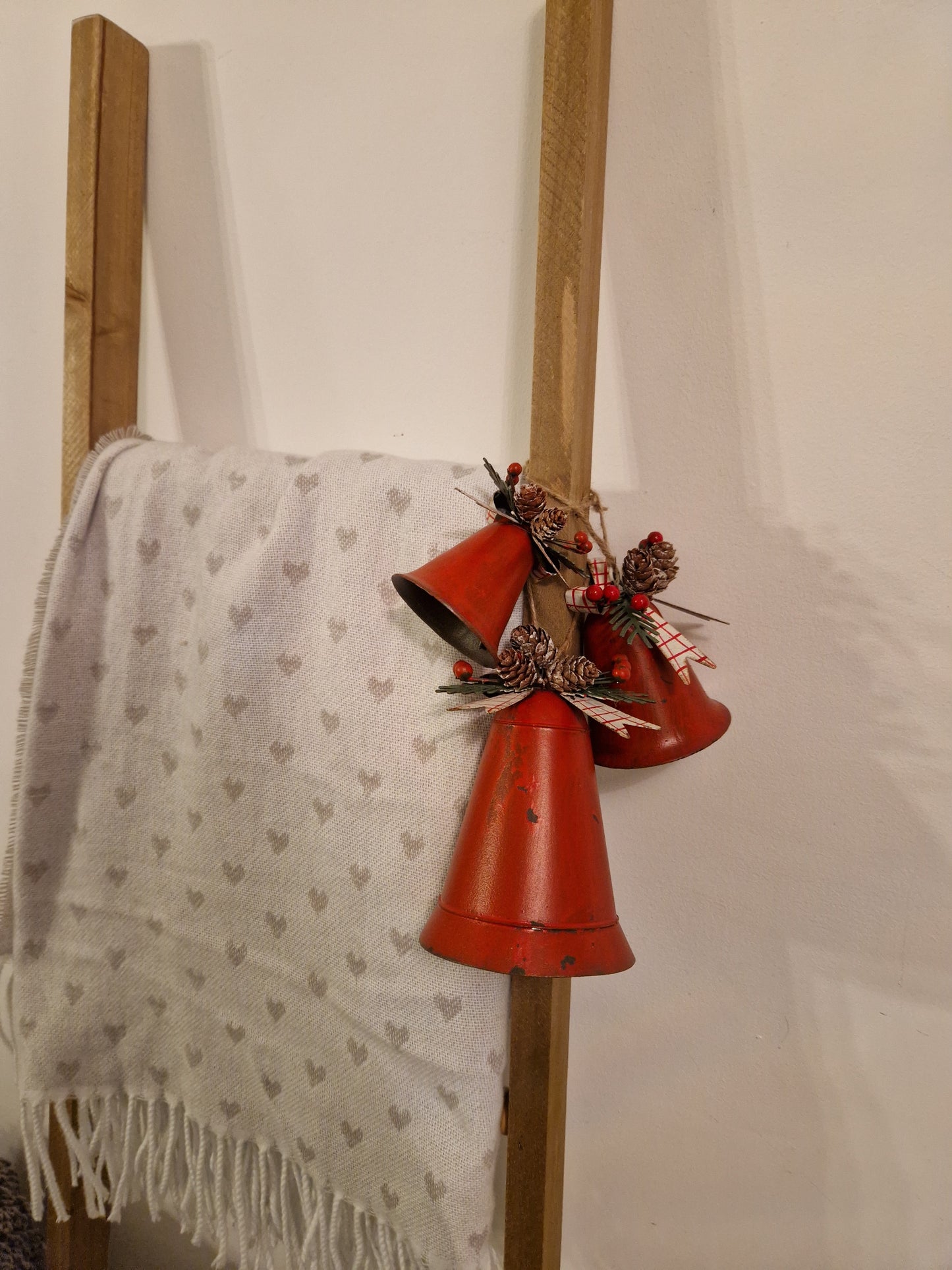 Red Metal Tartan Bow Bell, 3 sizes