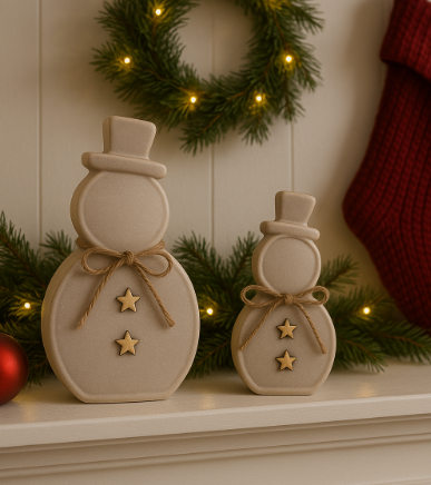 Sand Texture Effect Ceramic Snowman, 2 sizes