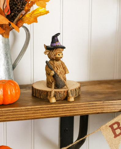 Witch Highland Cow Shelf Sitter