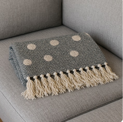 Grey Spotty Throw, 150cm