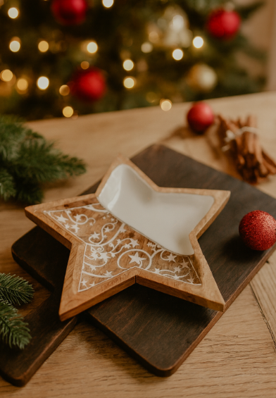 Wood/Ceramic Star Dish