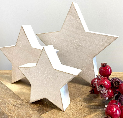 White Wood Standing Star, 3 sizes