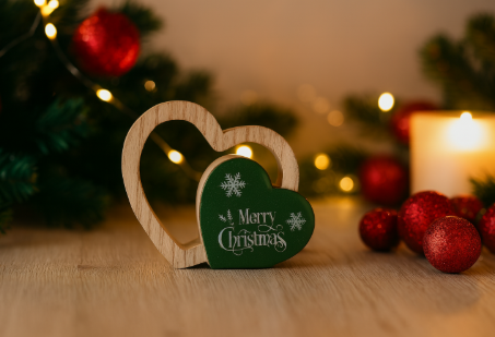Wooden Merry Christmas Heart