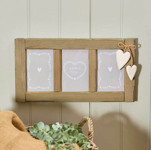 Triple Wooden Hanging Heart Photo Frame