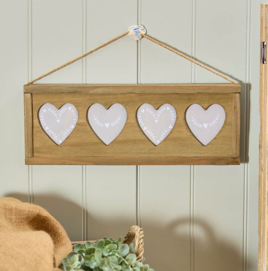 Hanging Rustic 4 heart fir wood photo frame