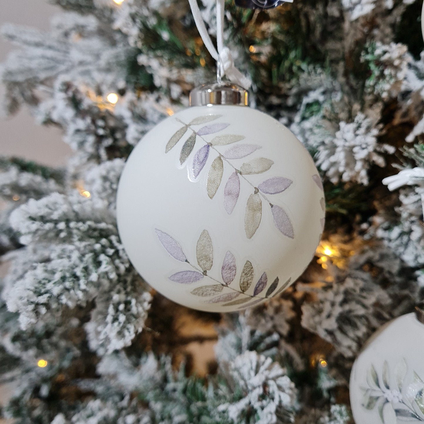Foliage Printed Glass Bauble